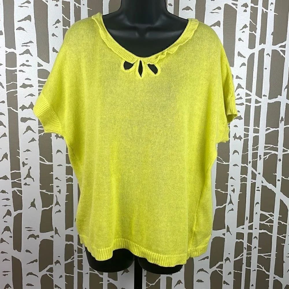 Anthropologie MOTH Linen Blend Short Sleeve Sweater sz L
